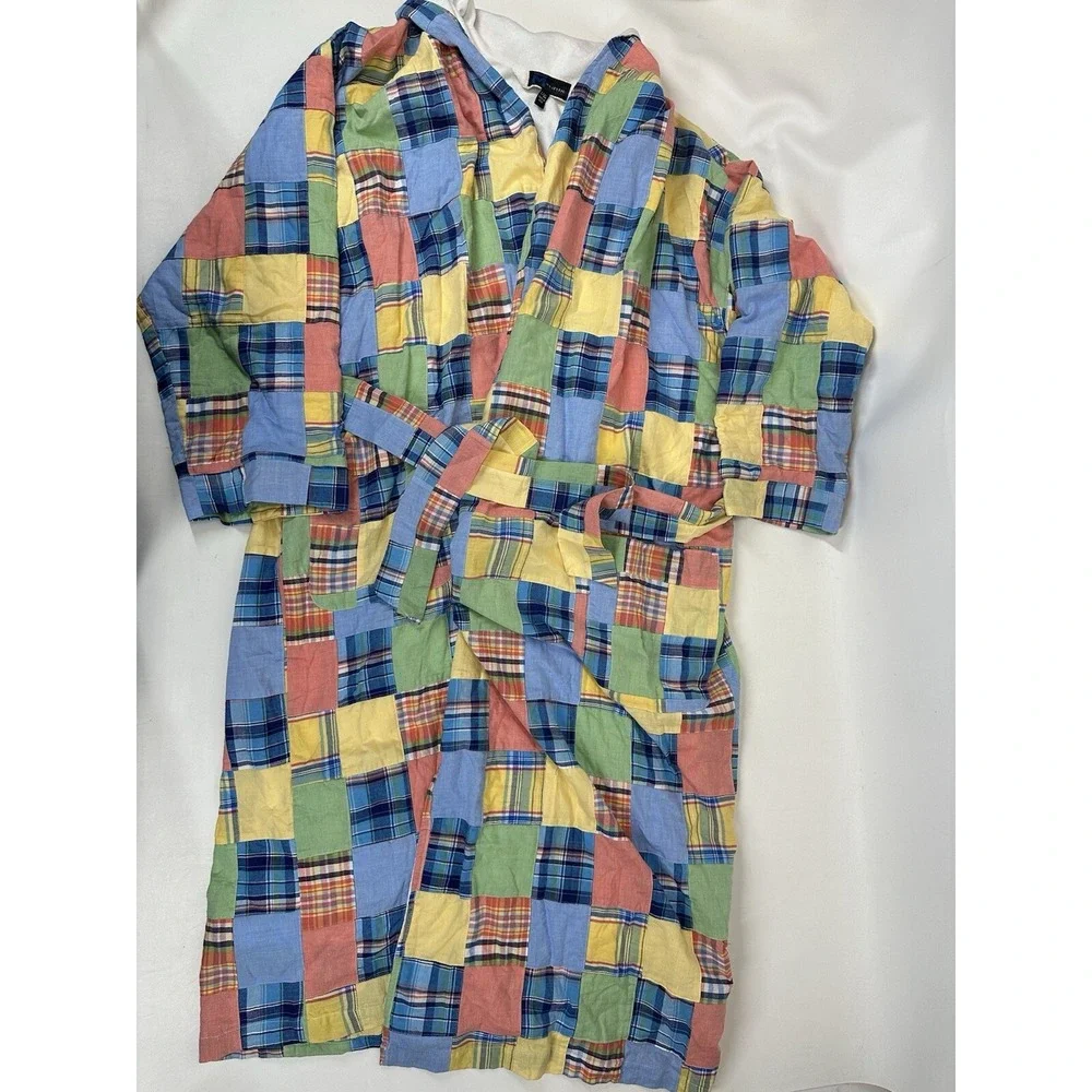 Majestic Robe Pants Set Cotton Madras Plaid Terry Cloth‎ Lined Men's Size XL/2XL